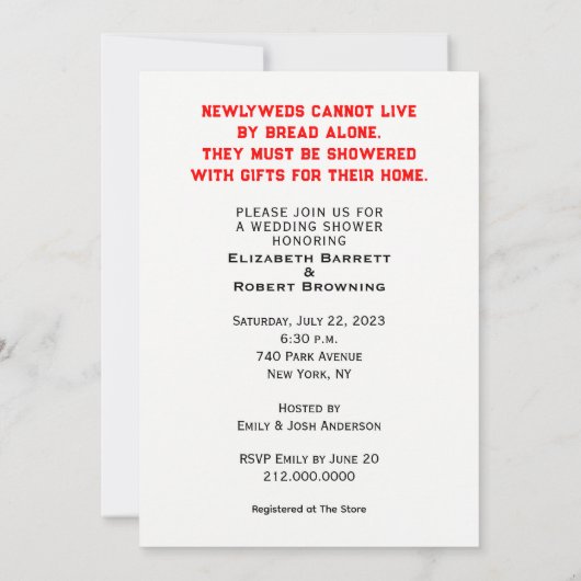 ウェディングシャワー 招待状 (裏面)