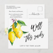 ウェディングシャワー　日程変更　レモン　グリーン ポストカード (正面/裏面)