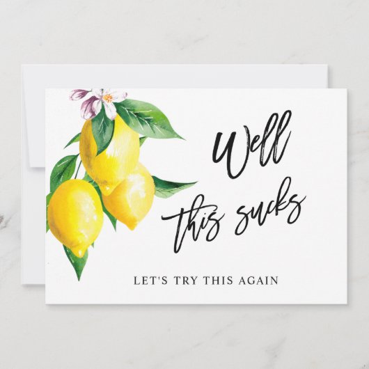 ウェディングシャワー 日程変更 レモン グリーン 招待状 (正面)