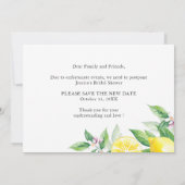 ウェディングシャワー 日程変更 レモン グリーン 招待状 (裏面)