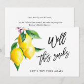 ウェディングシャワー 日程変更 レモン グリーン 招待状 (正面/裏面)