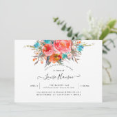 ウェディングシャワー, 水彩オレンジ色の芍薬 招待状 (スタンド正面)