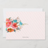 ウェディングシャワー, 水彩オレンジ色の芍薬 招待状 (裏面)