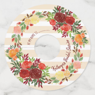 ウェディングシャワー 水彩画 ウェディングローズ wreath ワイングラスタグ