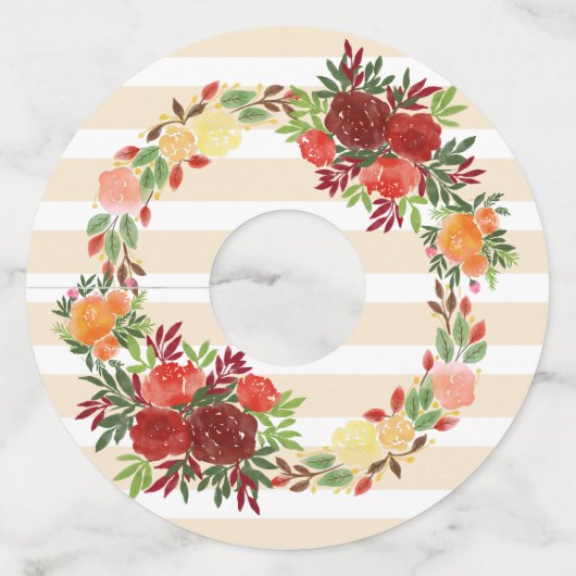 ウェディングシャワー 水彩画 ウェディングローズ wreath ワイングラスタグ (裏面)