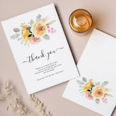 ウェディングシャワー 水彩花イラストの感謝カード サンキューカード