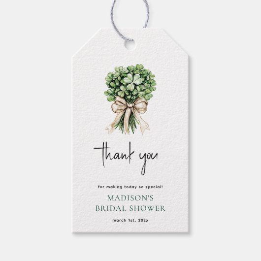 ウェディングシャワー 水彩 クローバー ブーケ ギフトタグ (正面)