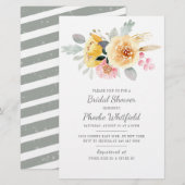 ウェディングシャワー 水彩 フラワー モダン スクリプト 便箋 (正面/裏面)