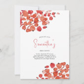 ウェディングシャワー 水彩 赤い実 冬のホリデーパーティー 招待状 (正面)