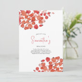 ウェディングシャワー 水彩 赤い実 冬のホリデーパーティー 招待状 (スタンド正面)