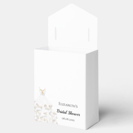 ウェディングシャワー 白金グリッターのドレス ありがとう フェイバーボックス (オープン)