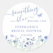 ウェディングシャワー「私の結婚式前にブルーの何か」 ラウンドシール (正面)