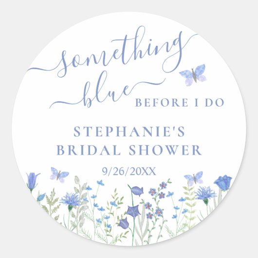 ウェディングシャワー「私の結婚式前にブルーの何か」 ラウンドシール (正面)