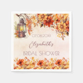 ウェディングシャワー 秋 オレンジの花束 ラスティック ランプ スタンダードカクテルナプキン (正面)
