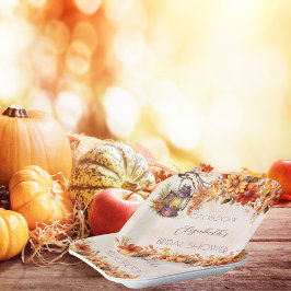 ウェディングシャワー 秋 オレンジの花 農村風 ランプ ペーパープレート