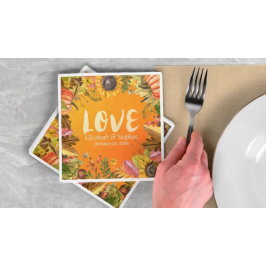 ウェディングシャワー 秋 紅葉 カボチャ ヒマワリ スタンダードカクテルナプキン