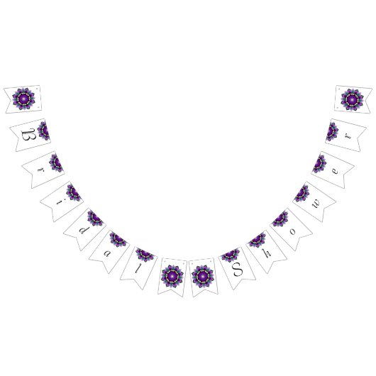 ウェディングシャワー。紫のマンダラ バンティングフラッグ (全)
