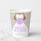 ウェディングシャワー 結婚式 白いドレス 紫のバラ 紙コップ (裏面)