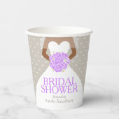 ウェディングシャワー 結婚式 白いドレス 紫のバラ 紙コップ (正面)