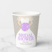 ウェディングシャワー 結婚式 白いドレス 紫のバラ 紙コップ (裏面)