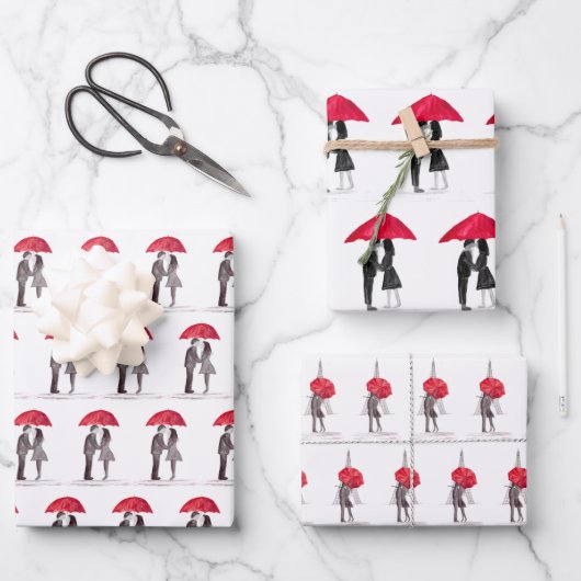 ウェディングシャワー 結婚記念日 ロマンチック かわいい ラッピングペーパーシート (正面)