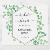 ウェディングシャワー 緑のユーカリ 白 スパークリングワインラベル (シングルラベル)