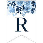 ウェディングシャワー 花のスクリプト ネイビーブルー 水彩 バンティングフラッグ (第3の旗)