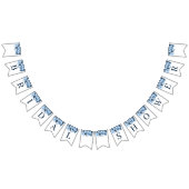 ウェディングシャワー 花の筆記体 ネイビーブルー 水彩 バンティングフラッグ (全)