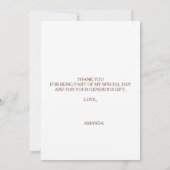 ウェディングシャワー 花束 ユーカリ ローズゴールド ピンク サンキューカード (裏面)