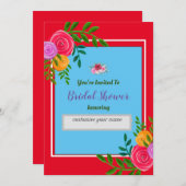 ウェディングシャワー 花飾り デザイン 招待状 (正面/裏面)