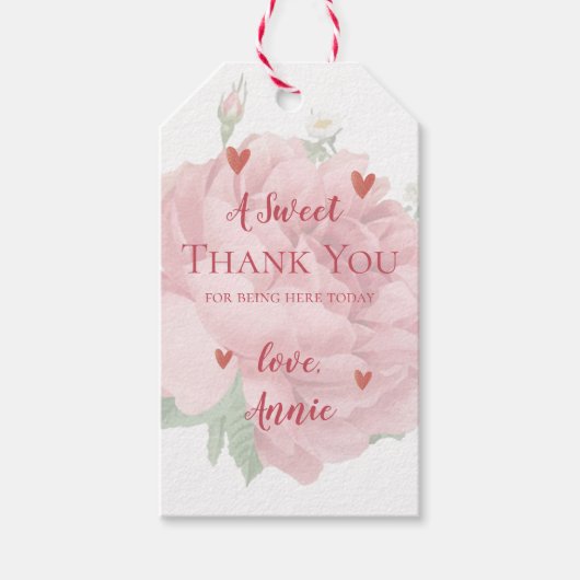 ウェディングシャワー 花 フローラル プレティー ブラッシュ ピンク サンクス ギフトタグ (正面)