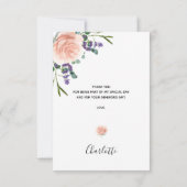 ウェディングシャワー 花 ローズゴールド ピンク ラベンダー サンキューカード (裏面)