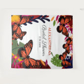 ウェディングシャワー 蝶々 花の背景タペストリー タペストリー (正面(横))