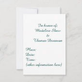 ウェディングシャワー、谷のリリー、ハート 招待状 (裏面)