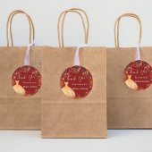 ウェディングシャワー 赤とゴールドのドレス ありがとう ラウンドシール