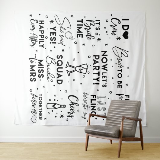 ウェディングシャワー 黒文字 フォトブース 背景 バナー タペストリー (インサイチュ(横))