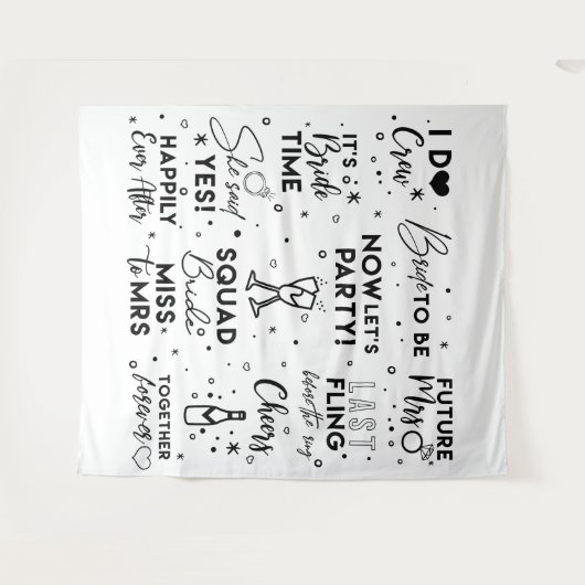 ウェディングシャワー 黒文字 フォトブース 背景 バナー タペストリー (正面(横))