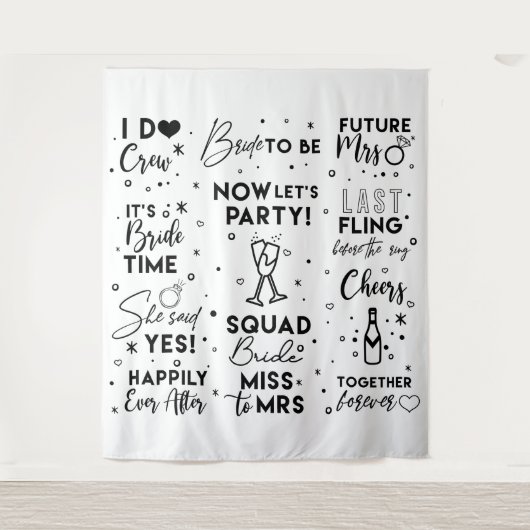 ウェディングシャワー 黒文字 フォトブース 背景 バナー タペストリー (正面)