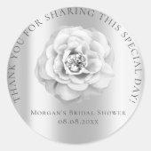 ウェディングシャワー 16歳 サンクス ローズ グレー シルバー ラウンドシール (正面)