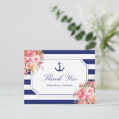 ウェディングシャワー nautical アンカー 花の感謝カード ポストカード (スタンド正面)