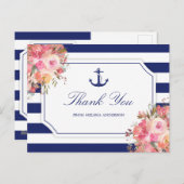 ウェディングシャワー nautical アンカー 花の感謝カード ポストカード (正面/裏面)