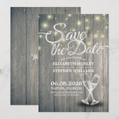 ウェディングシャンパングラスウッドライト セーブザデート (正面/裏面)