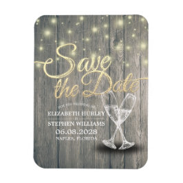 ウェディングシャンパングラスウッドライト マグネット