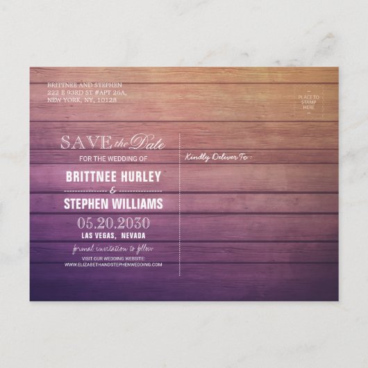 ウェディングシャンパングラスウッドライト 案内ポストカード (裏面)