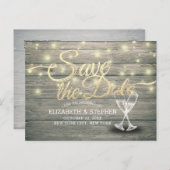 ウェディングシャンパングラスウッドライト 案内ポストカード (正面/裏面)