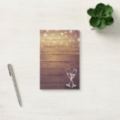 ウェディングシャンパングラス ストリング ライト ラスティック ウッド ポストイット (オフィス)