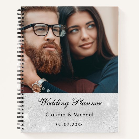 ウェディングシルバーグリッター花嫁写真 ノートブック (正面)