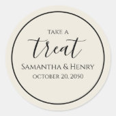ウェディングシンプルセージカリグラフィースクリプトトリート ラウンドシール (正面)