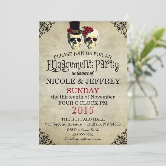 ウェディングスカルドクロエンゲージメントパーティー招待状 招待状 (スタンド正面)