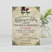 ウェディングスカル スケルトンエンゲージメントパーティー招待状 招待状 (スタンド正面)